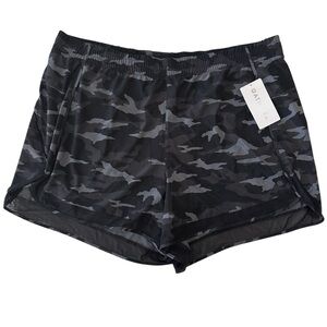 Athleta Black Grey Camo Printed Mesh Racer Run Shorts 4" Womens 3X NWT Athletic